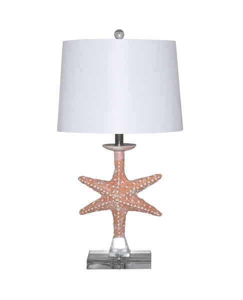 Set of 2 Orange Coastal Starfish Table Lamps