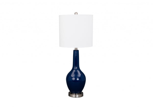 Set of 2 Cobalt Blue Modern Glass Table Lamps