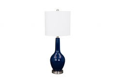 Set of 2 Cobalt Blue Modern Glass Table Lamps