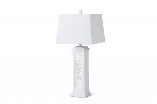 Set of 2 Teal Seahorse Shutter Base Table Lamps
