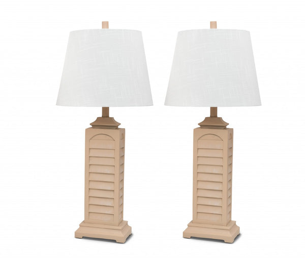Set of 2 Yellow Beige Shutter Styled Table Lamps