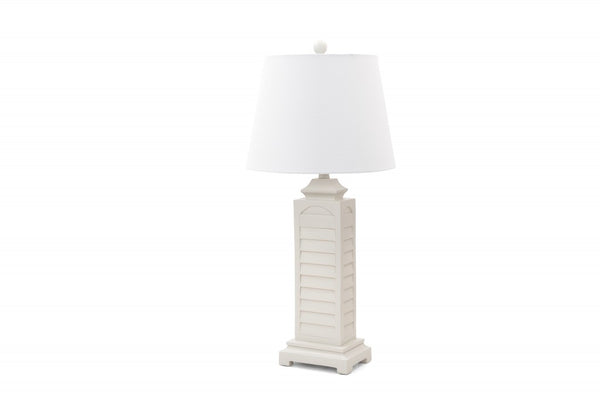 Set of 2 Light Taupe Shutter Pedestal Table Lamps