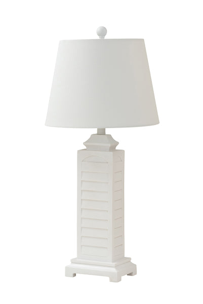 Set of 2 White Coastal Shutter Pedestal Table Lamps