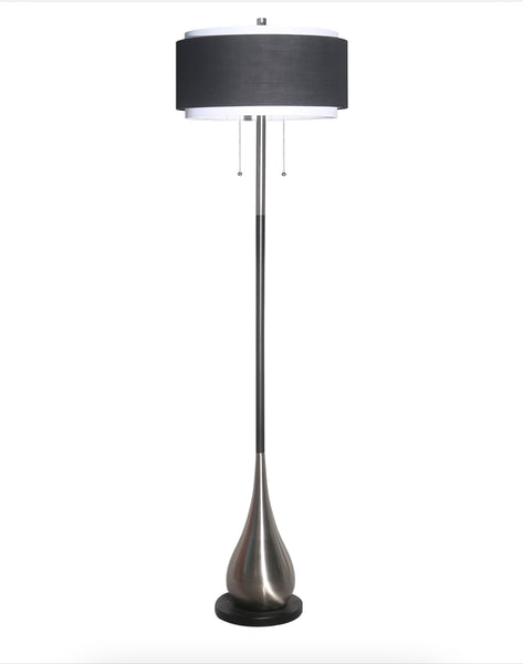 Reverse Teardrop Black and Chrome Floor Lamp