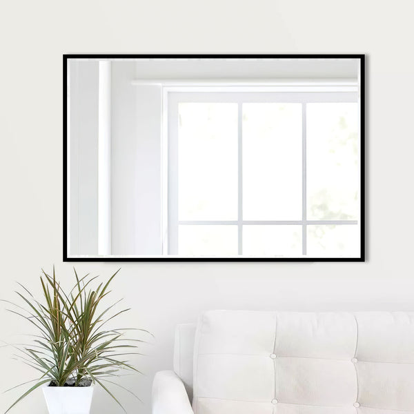 Jumbo Black Beveled Wall Mirror