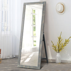 Brushed Gray Wooden Mirror