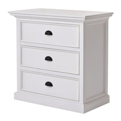 Classic White Large Three Drawer Nightstand