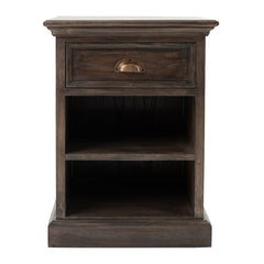 Black Wash Nightstand With Shelves