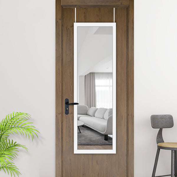 Long White Framed Door Mount Mirror