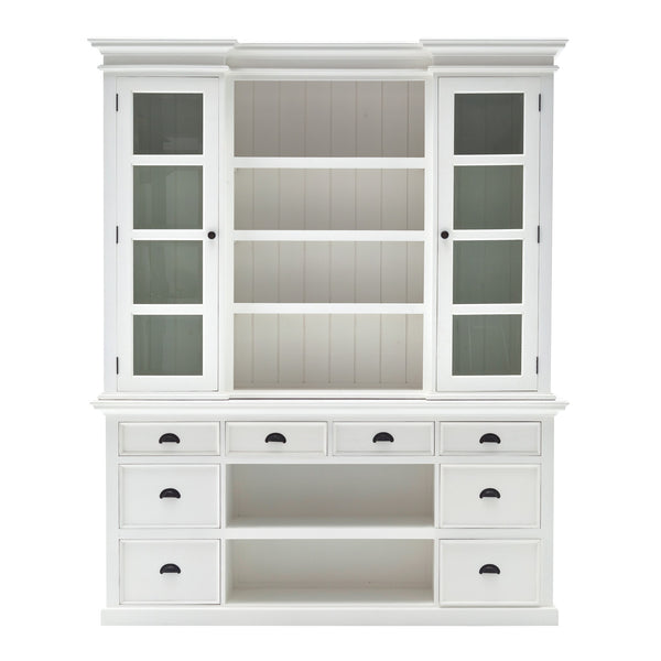 Classic White Library Hutch with Basket Set