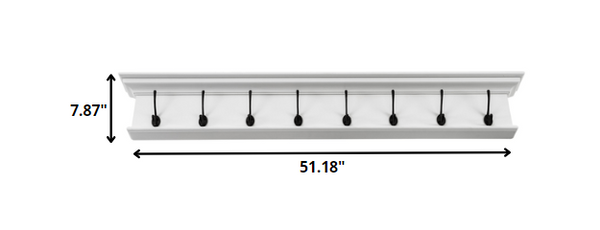 Classic White Wood Eight Hook Hanging Coat Rack