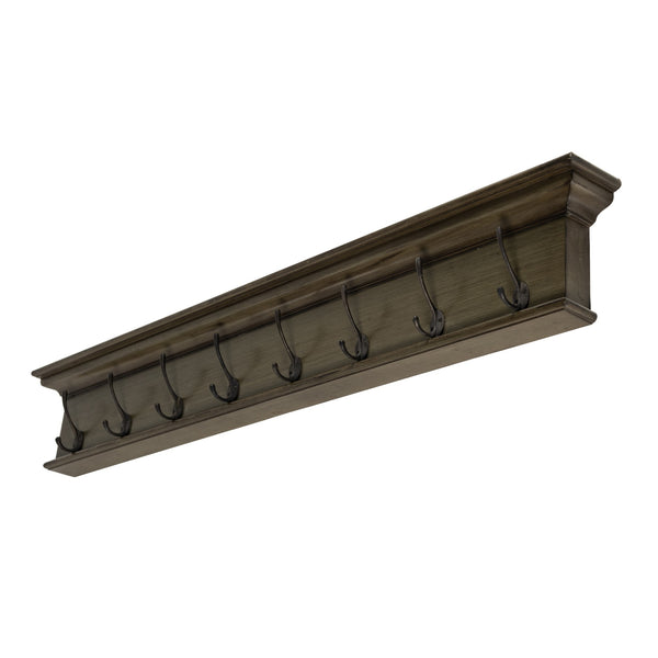 Rustic Antiqued Green Eight Hook Hanging Coat Rack