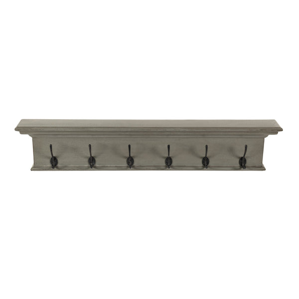 Rustic Antiqued Gray Six Hook Hanging Coat Rack