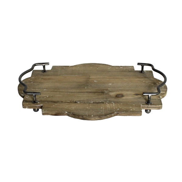 Petite Wooden Tray with Metal Handles