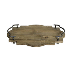 Petite Wooden Tray with Metal Handles
