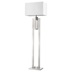 Precision 1-Light Brushed Nickel Floor Lamp With Ivory Shantung Shade