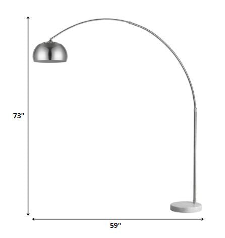 Mid 1-Light Brushed Nickel Adjustable Arc Floor Lamp With Metal Shade (73")