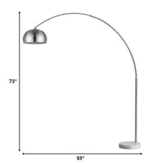 Mid 1-Light Brushed Nickel Adjustable Arc Floor Lamp With Metal Shade (73")