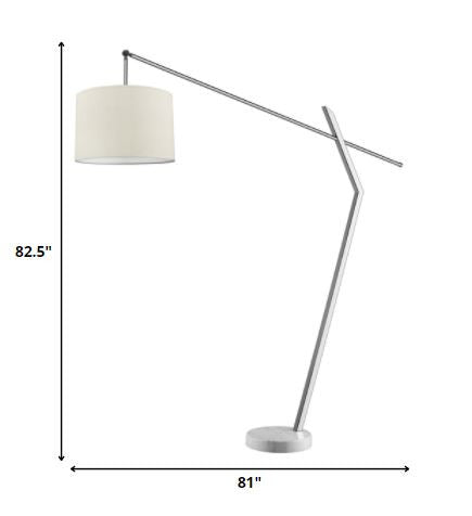 Chelsea 2-Light Polished Chrome Arc Floor Lamp With Latte Linen Shade