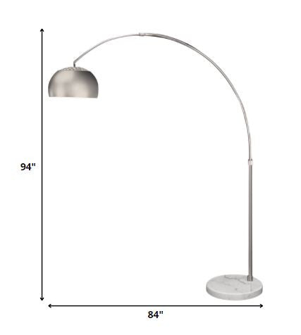 Mid 1-Light Brushed Nickel Adjustable Arc Floor Lamp With Metal Shade (94")