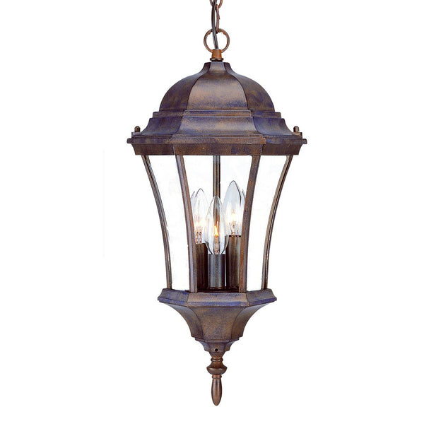 Three Light Dark Brown Carousel Lantern Hanging Light