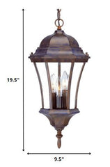 Three Light Dark Brown Carousel Lantern Hanging Light