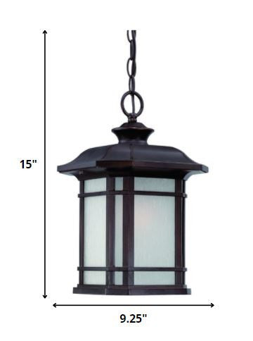 Antique Bronze Frosted Linen Glass Lantern Hanging Light