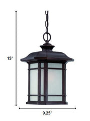 Antique Bronze Frosted Linen Glass Lantern Hanging Light