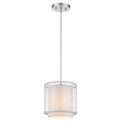White Hanging Light with Fabric Shade