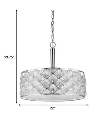 Isabella 4-Light Polished Nickel Drum Pendant With Crystal Accents