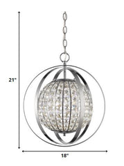 Olivia 1-Light Polished Nickel Crystal Globe Pendant
