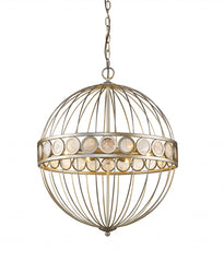 Aria 6-Light Antique Silver Globe Pendant With Mother Of Pearl Accents