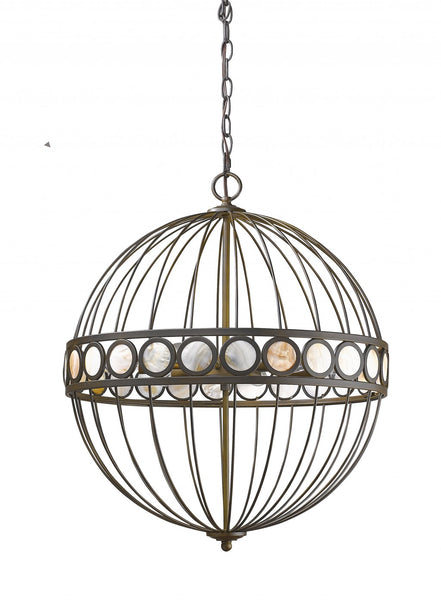 Aria 6-Light Oil-Rubbed Bronze Globe Pendant With Mother Of Pearl Accents