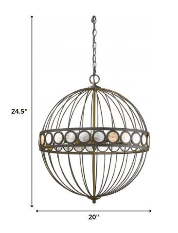 Aria 6-Light Oil-Rubbed Bronze Globe Pendant With Mother Of Pearl Accents