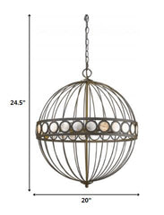 Aria 6-Light Oil-Rubbed Bronze Globe Pendant With Mother Of Pearl Accents