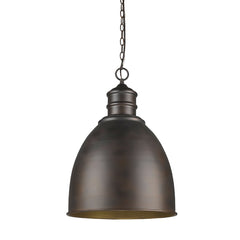 Colby 1-Light Oil-Rubbed Bronze Pendant With Raw Brass Interior Shade