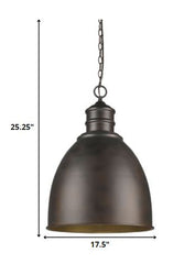 Colby 1-Light Oil-Rubbed Bronze Pendant With Raw Brass Interior Shade