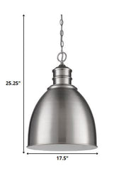 Colby 1-Light Satin Nickel Pendant With Gloss White Interior Shade