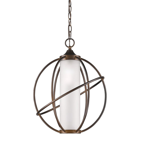 Loft 1-Light Oil-Rubbed Bronze Globe Pendant With Etched Glass Interior Shade