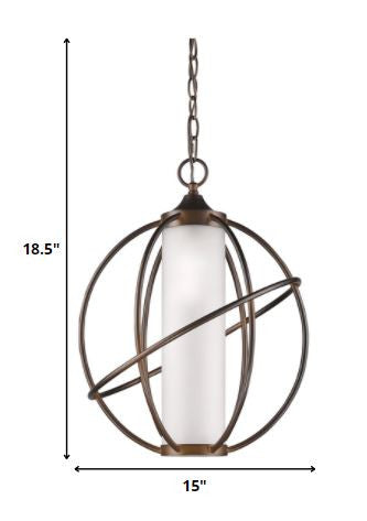 Loft 1-Light Oil-Rubbed Bronze Globe Pendant With Etched Glass Interior Shade
