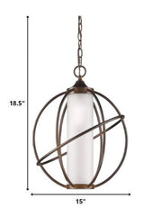 Loft 1-Light Oil-Rubbed Bronze Globe Pendant With Etched Glass Interior Shade