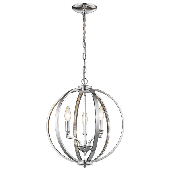 Nevaeh 3-Light Chrome Globe Pendant With Crystal Accents