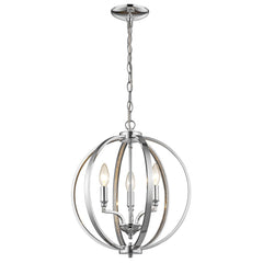 Nevaeh 3-Light Chrome Globe Pendant With Crystal Accents