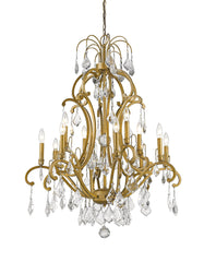 Claire 12-Light Antique Gold Chandelier With Crystal Accents