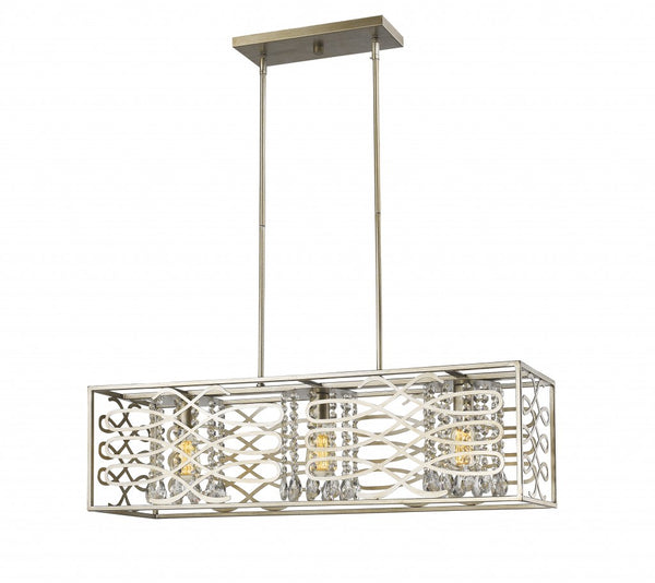 Brax 3-Light Washed Gold Island Pendant With Crystal Accents