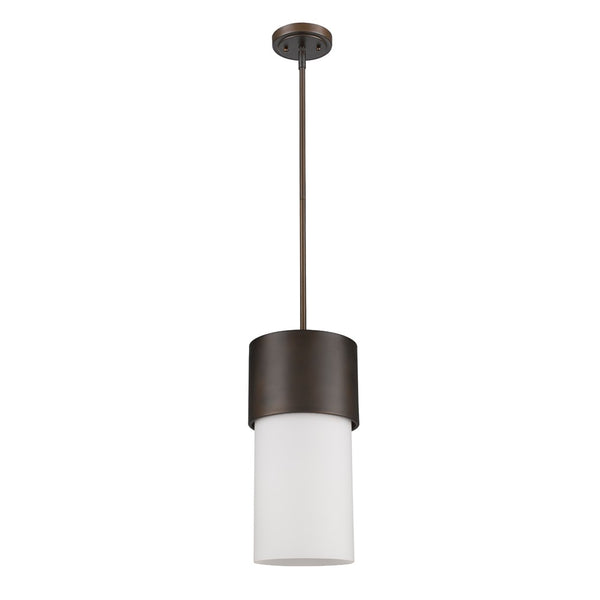 Midtown 1-Light Oil-Rubbed Bronze Pendant With Frosted Glass Shade