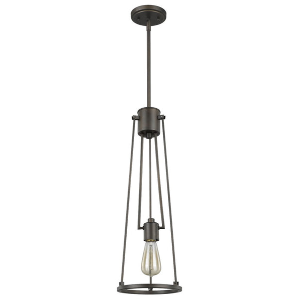 Jade 1-Light Oil-Rubbed Bronze Pendant With Vertical Structural Frames