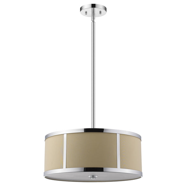 Butler 3-Light Polished Chrome Pendant With Coarse Cream Linen Shade And Opal Acrylic Diffuser
