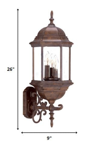 Three Light Brown Domed Glass Lantern Wall Light