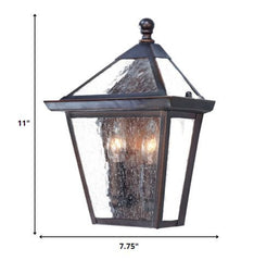 Two Light Antique Bronze Glass Lantern Wall Light